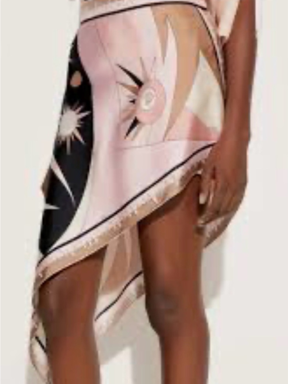 Pink Abstract Silk-Feel Asymmetrical Skirt